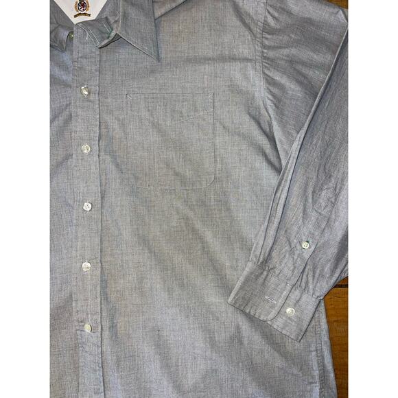 Mens Tommy Hilfiger Gray Blue Long Sleeve‎ Button Down Dress Shirt Size 17 34-35 - Picture 3 of 6
